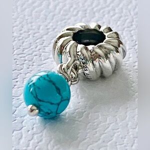 Authentic Pandora Silver Turquoise Coloured Dangle Charm ~ BRAND NEW !!